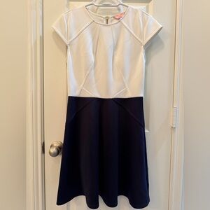 Ted Baker London 2 Fit and Flare Skater Dress Color Block Navy White